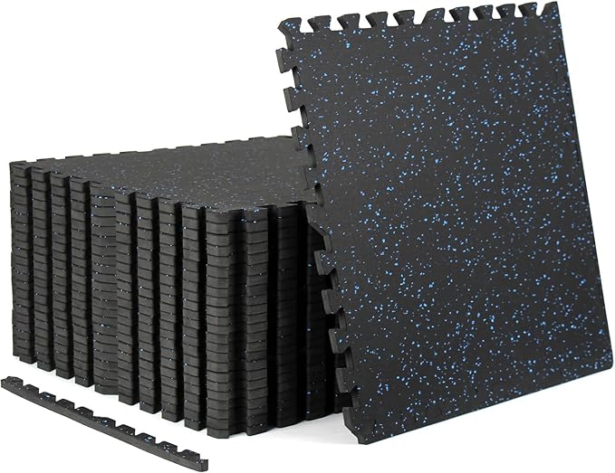 Thick 48 Sq Ft Exercise Equipment Mats, 12 Tiles Rubber Top EVA Foam Workout