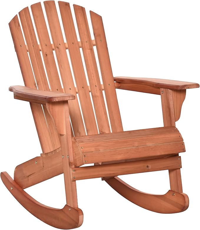 Wooden Adirondack Rocking Chair Outdoor Lounge Chair Fire Pit Seating