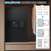 2.6 Cuft Fire Proof Safe for Home Documents, Home Safes Fireproof Waterproof, Fireproof Safe Box with LCD Digital Keypad, Alarm System, Hidden Code, Safety Box For Money Medicine Jewelry