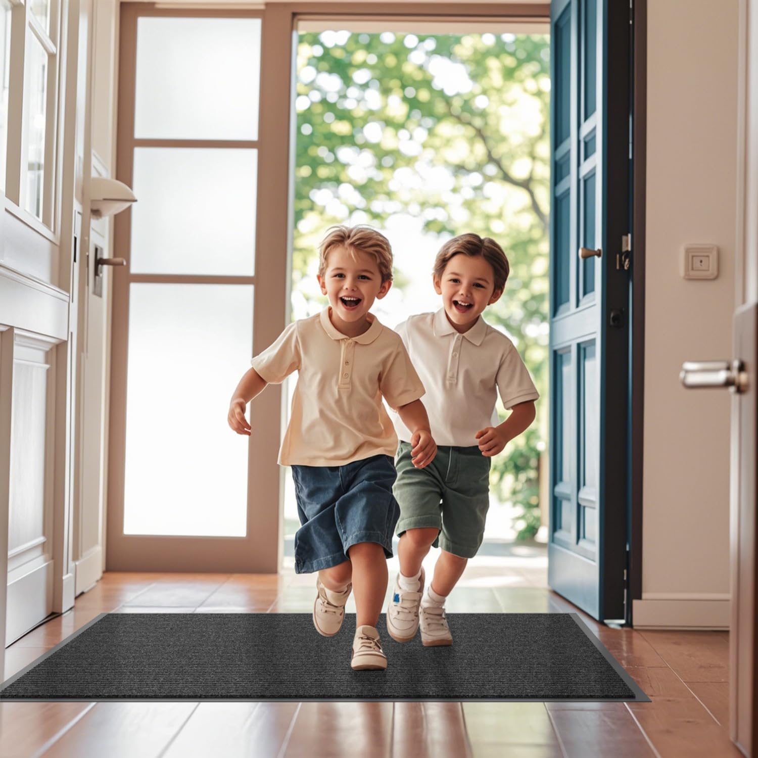 Front Door Mat, 4' x 8' Heavy Duty Indoor Outdoor Door Mat for Entryway