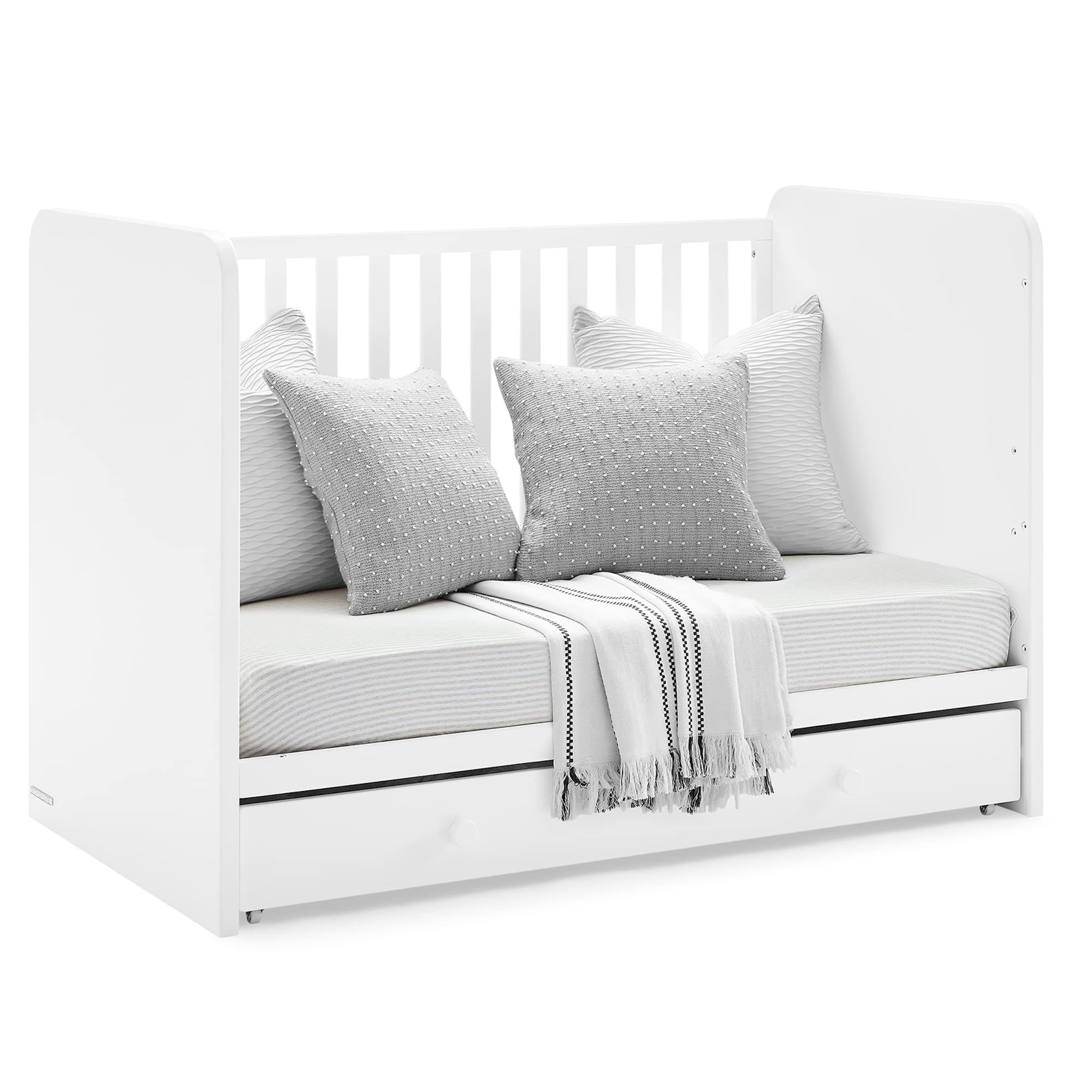 4-in-1 Convertible Crib with Storage Drawer - Greenguard Gold Certified, Bianca White