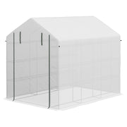 8' x 6' x 7' Walk-in Greenhouse, PE Cover, 4-Tier Shelves, Steel Frame Hot House