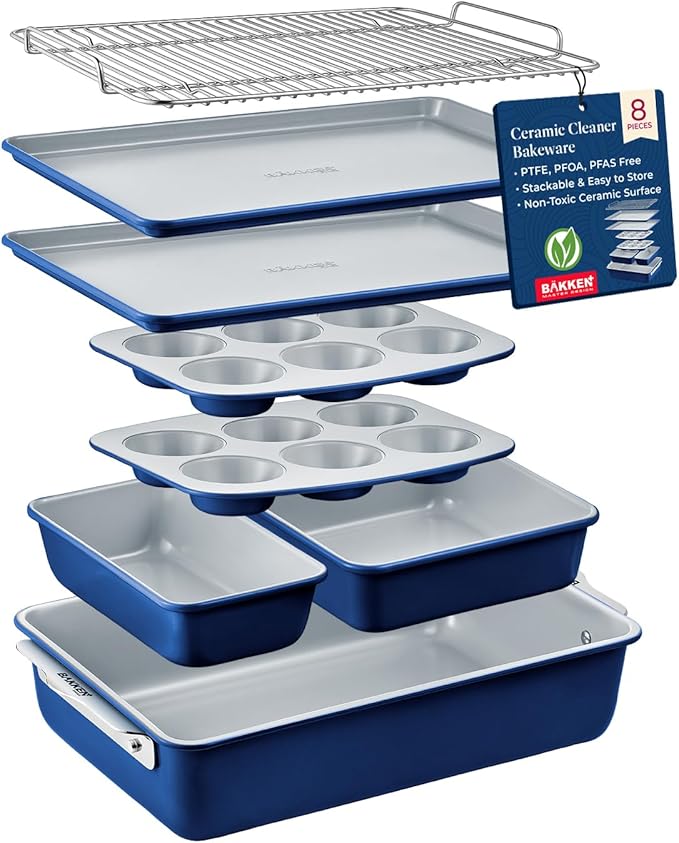 8-Piece Stackable Bakeware Set – Ceramic Non-Stick