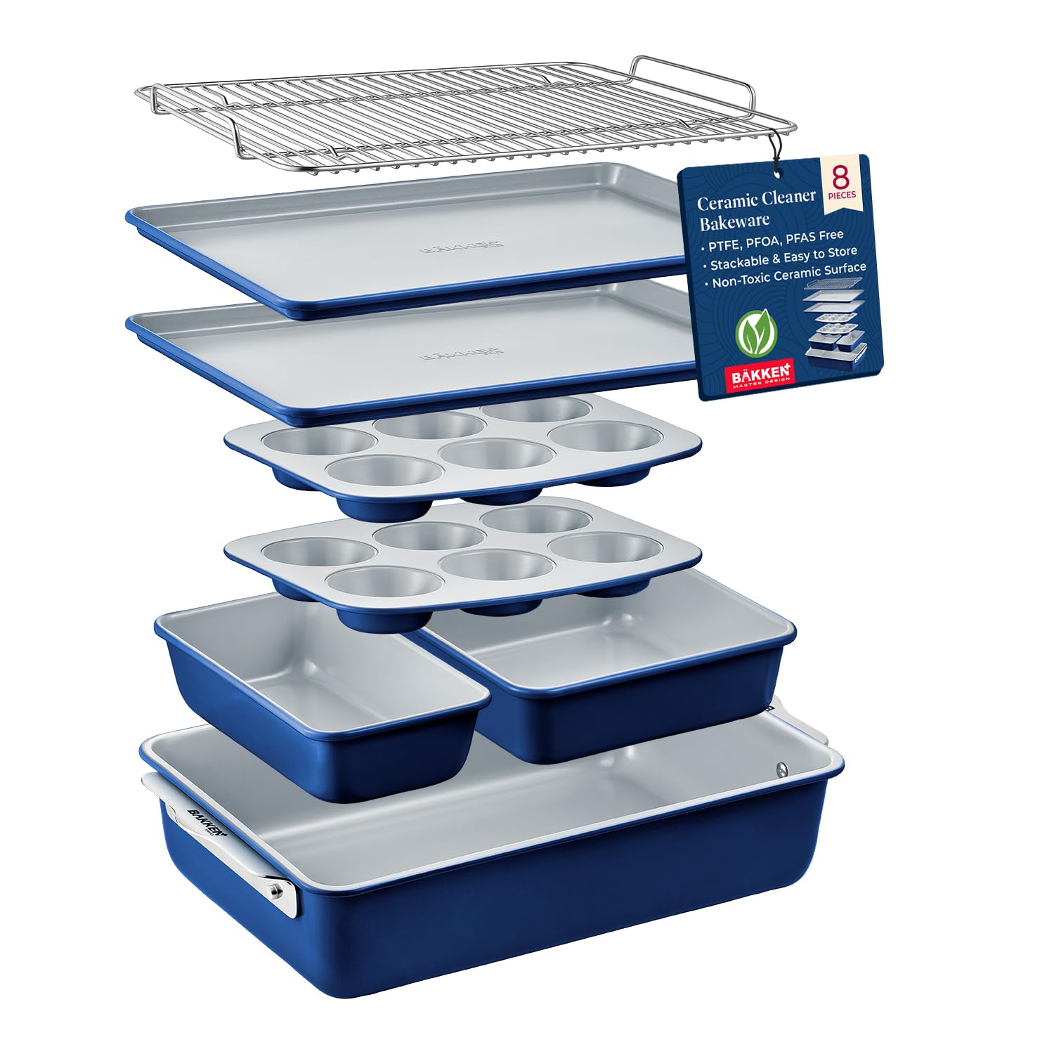8-Piece Stackable Bakeware Set – Ceramic Non-Stick