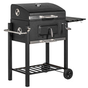 Charcoal BBQ Grill, Outdoor Portable Cooker for Camping or Backyard Picnic with Side Table