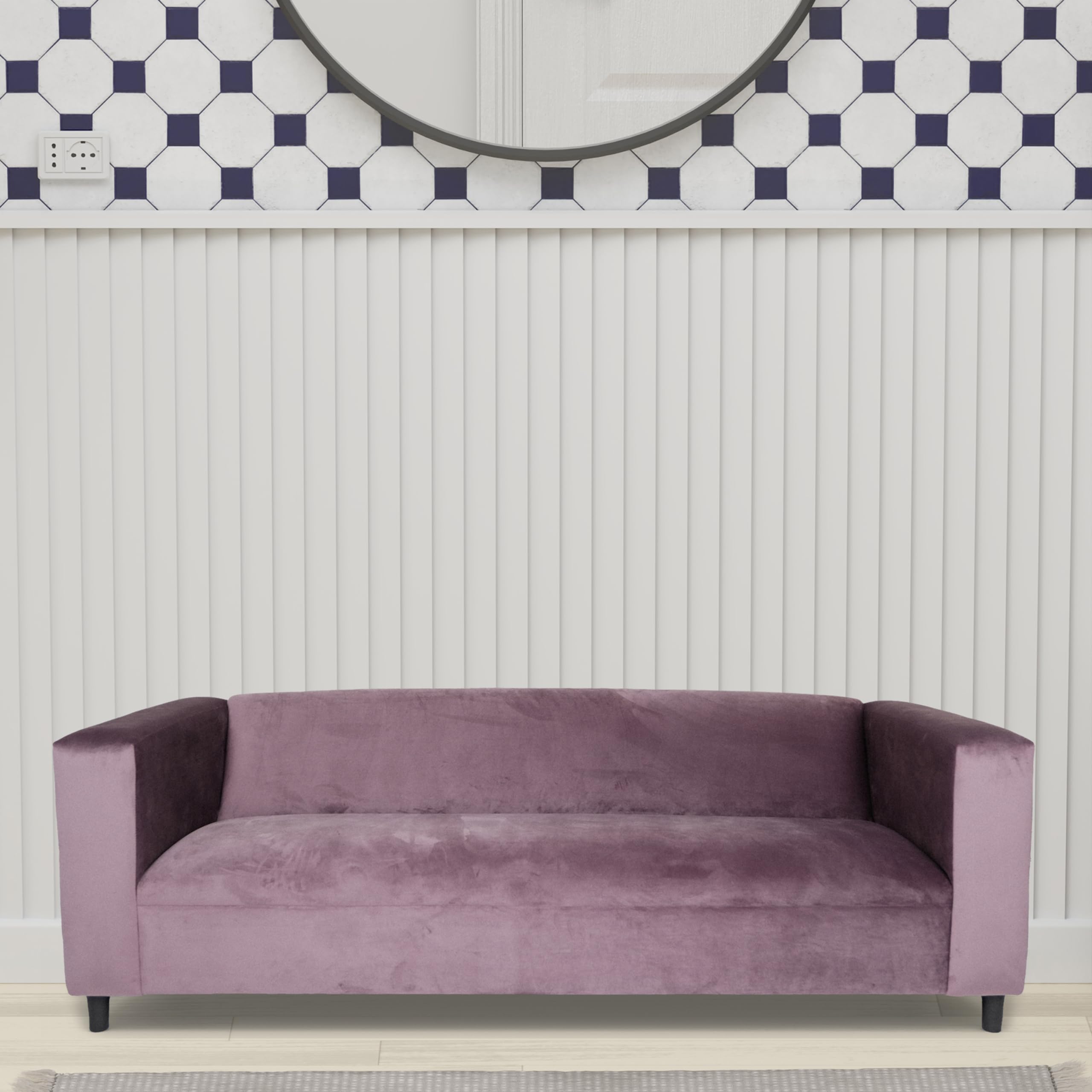 Broadway Velvet Sofa for Living Room, Modern 3-Seater Sofas Couches for Bedroom