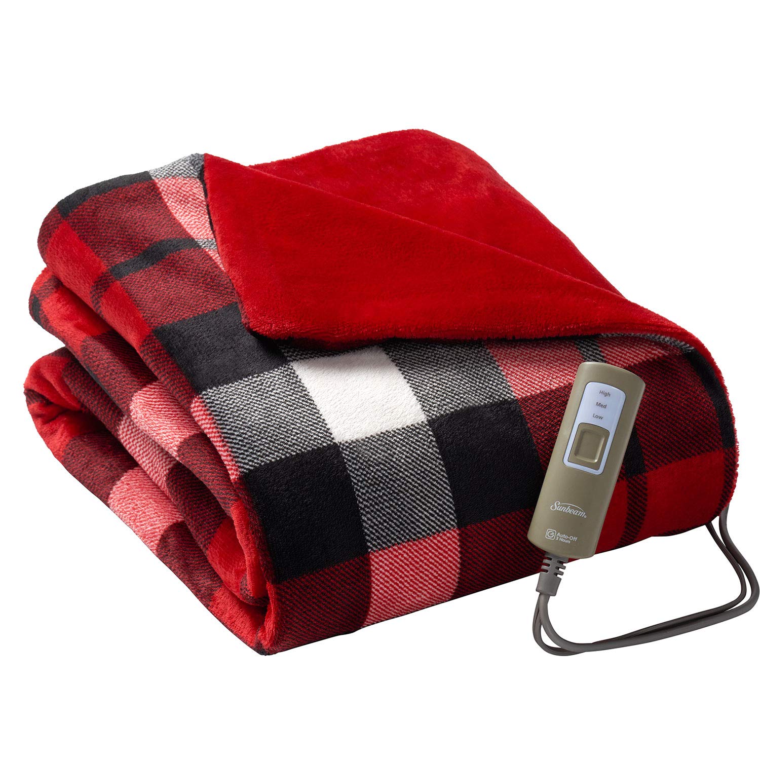 Velveteen Electric Heated Warming Throw Blanket Christmas Plaid Washable