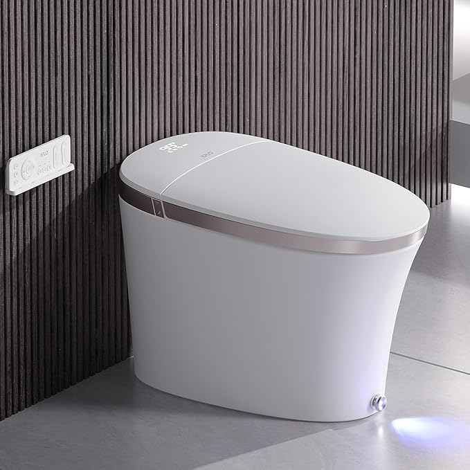 Smart Toilet with Powerful Flush, Auto Open/Close,Foam Shield