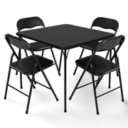 5 Piece Folding Vinyl Tables and Chairs with Easy Cleaning and Storage