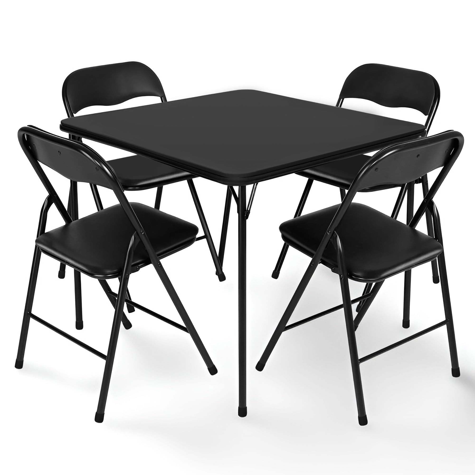 5 Piece Folding Vinyl Tables and Chairs with Easy Cleaning and Storage