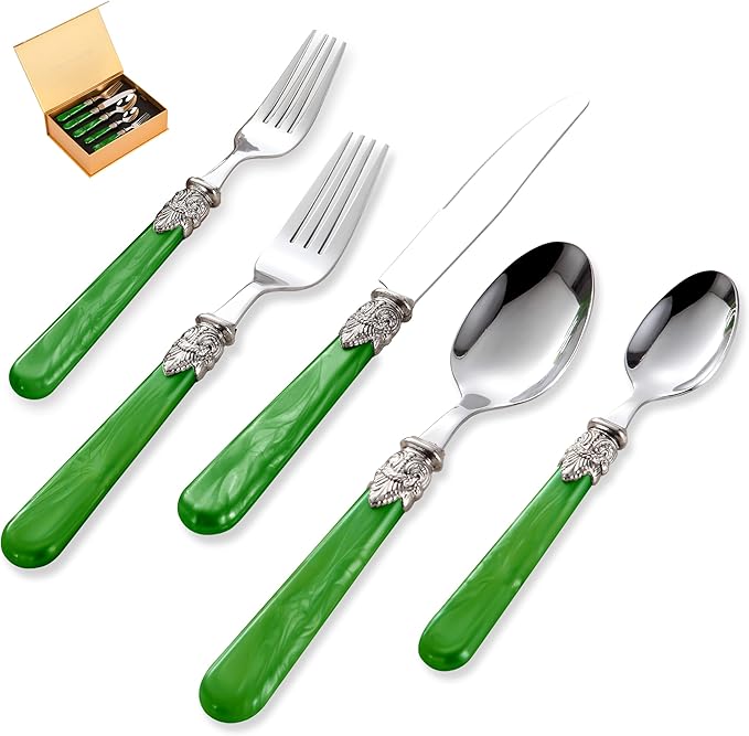 20 pieces Stainless Steel Vintage Flatware Sets With White Hanld