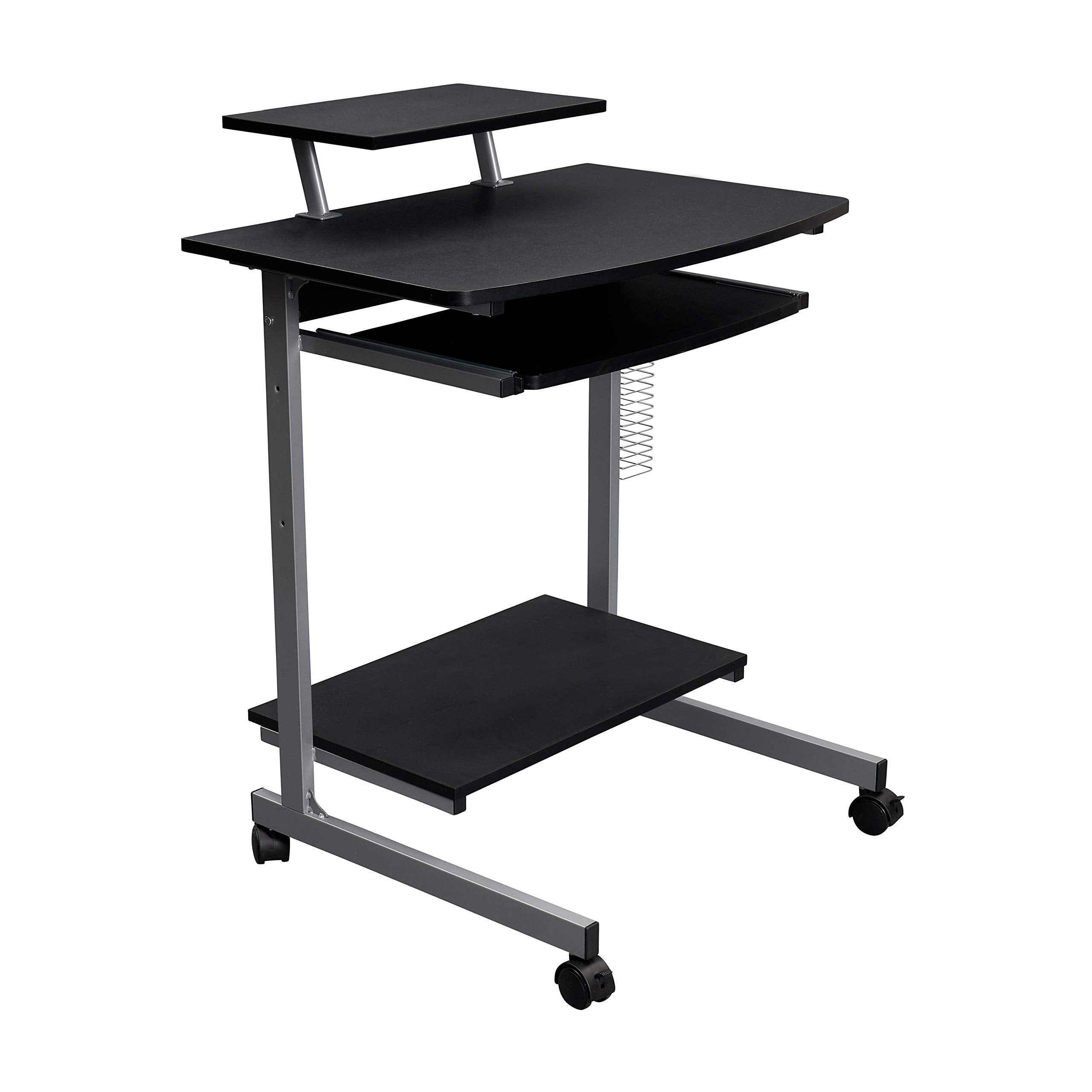 Rolling Mobile Computer Desk/Cart with Storage Shelves