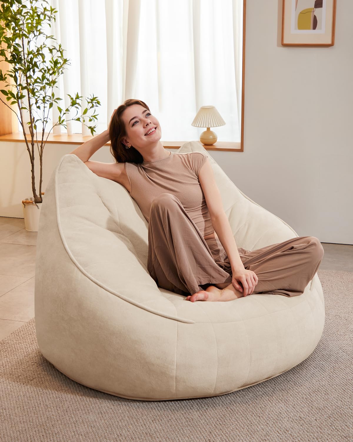 Cafy Reading Chair,Memory Foam Filling,Bean Bag Chair with Aesthetic Design
