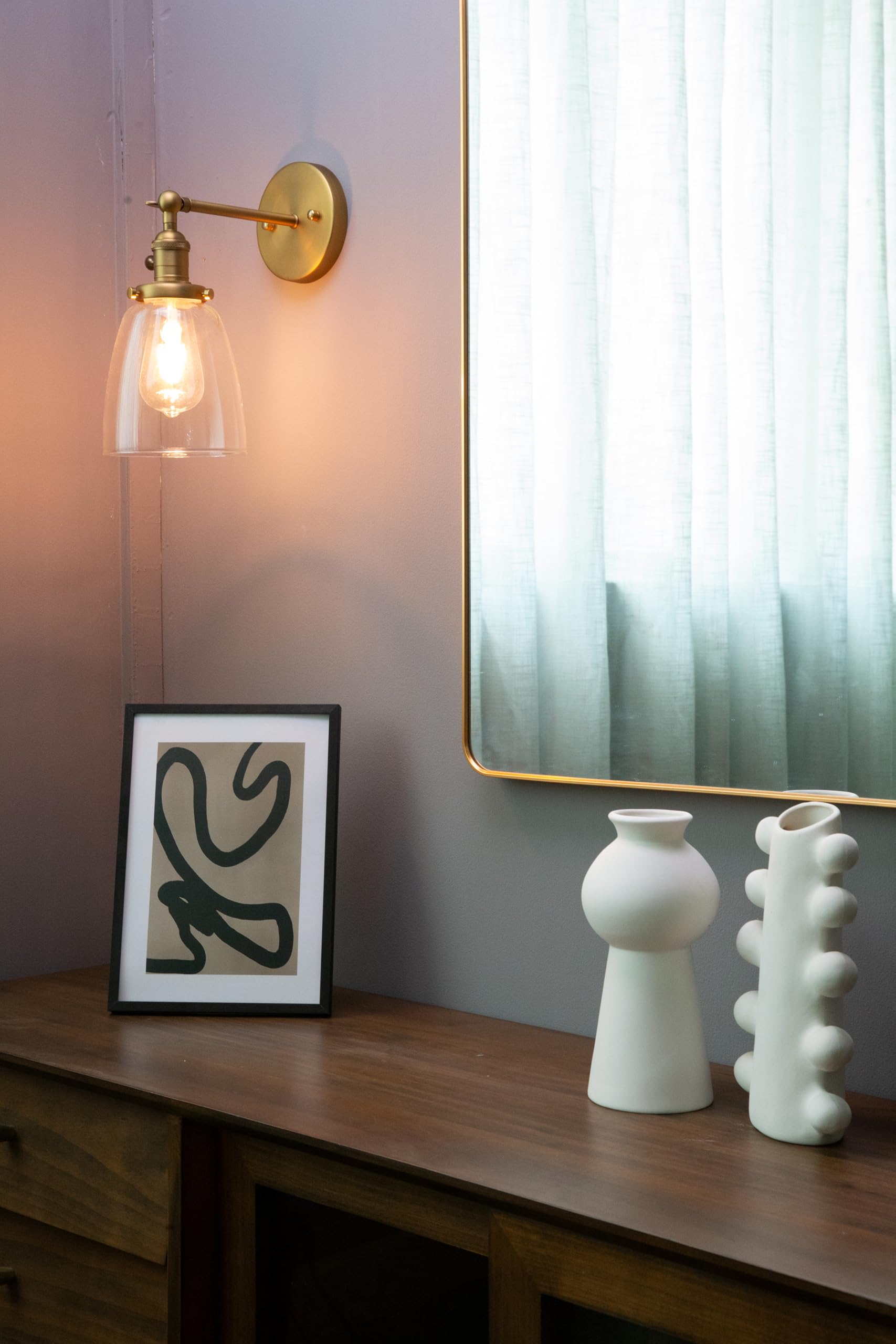 Industrial Vintage Sconce with Oval Cone Clear Glass Shade 1 Light Single Sconce