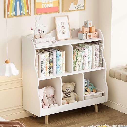 Bookshelf and Toy Storage Orangizer, 3-Tier Wooden Children's Bookcase