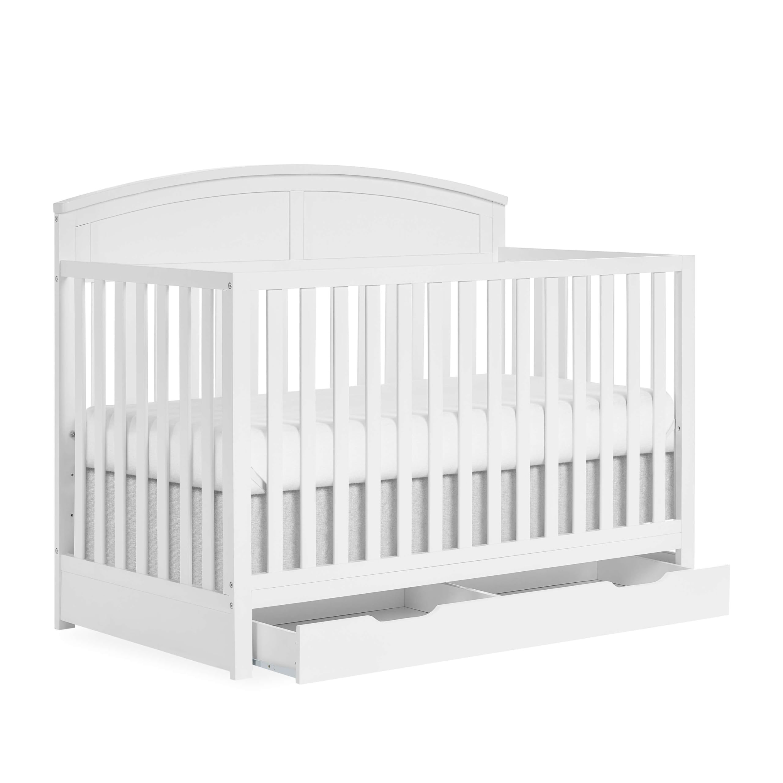 Storybrooke 5 in 1 Convertible Crib with Storage Drawer in White