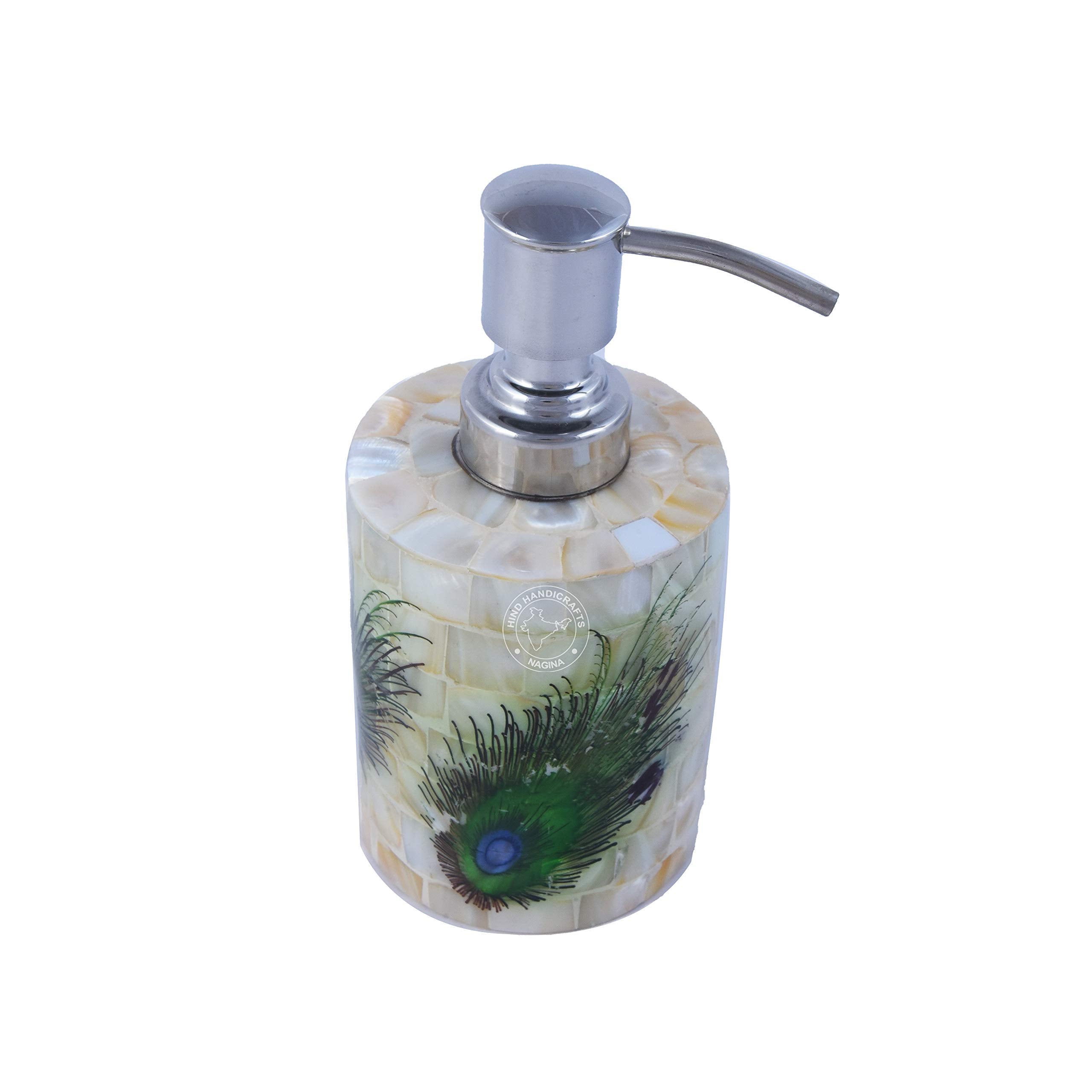 4-Piece Houseware Mother of Pearl & Steel Countertop Hand Liquid Soap/Lotion Dispenser - Toothbrush