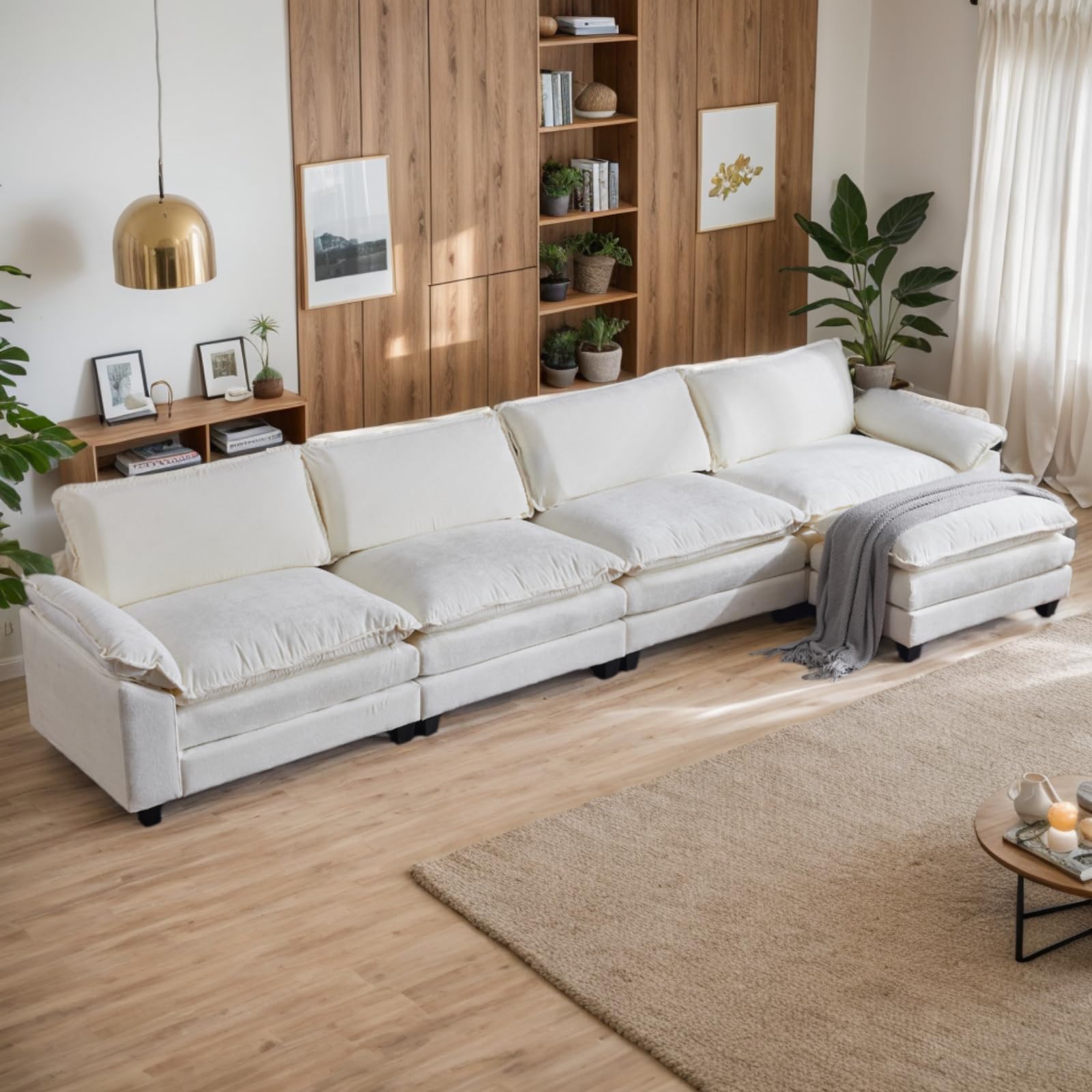 Sectional Sofa Modular Deep Seat Sofa Couch with Ottoman