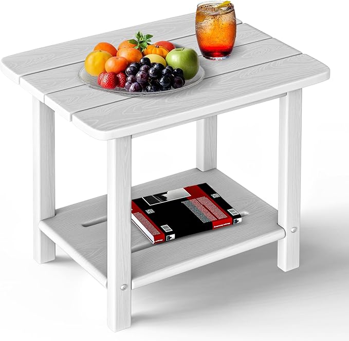 Adirondack Square Side Table - 18.4" Large Panel HDPE Outdoor End Table