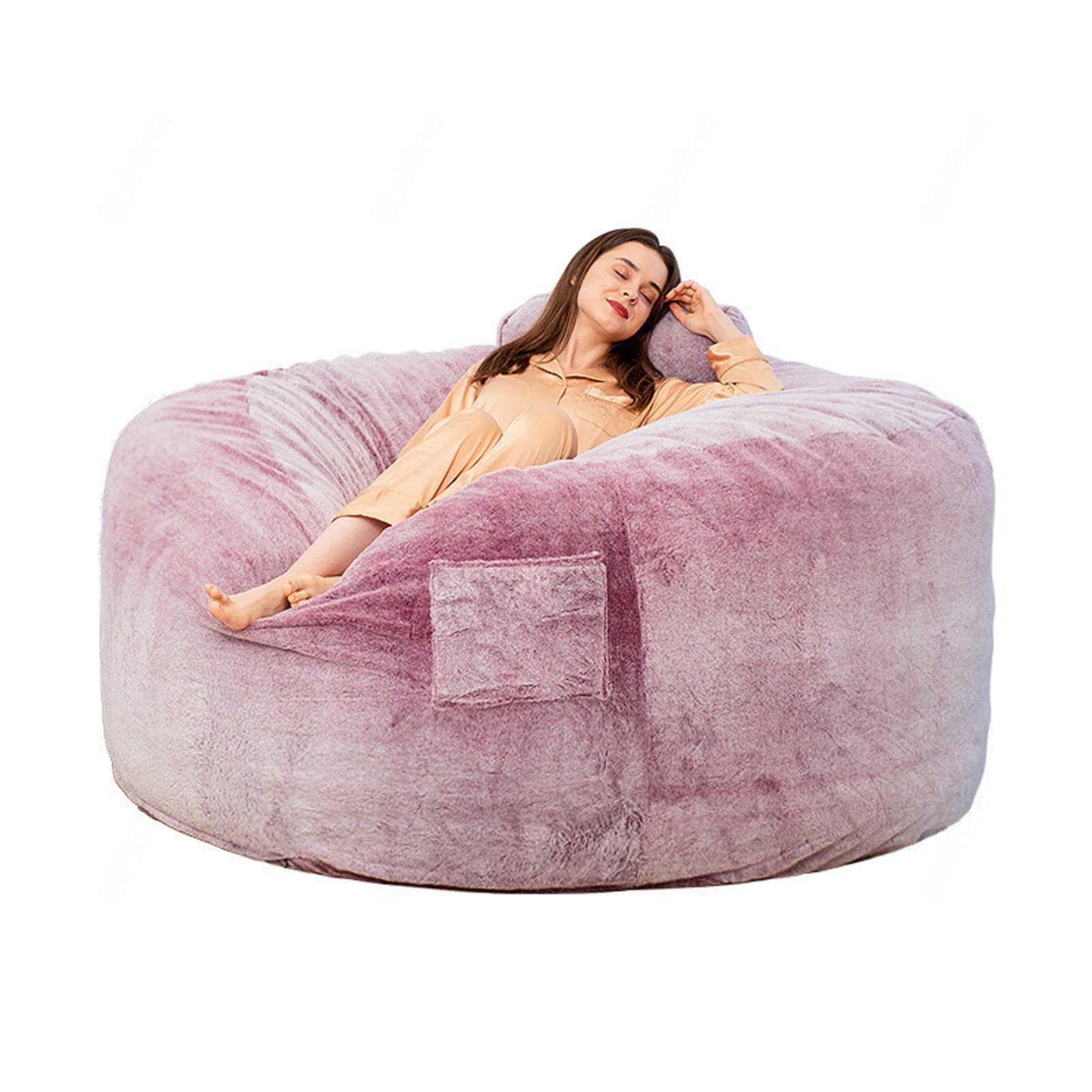 Bean Bag Chair Cover, Lazy Sofa Without Filling, Round Bean Bag Cover