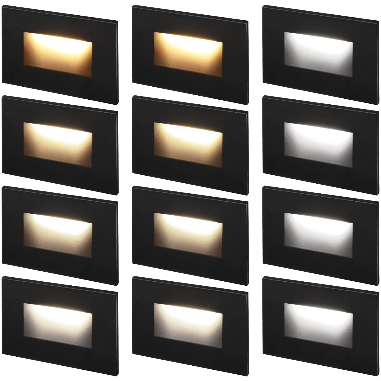 Black 5CCT 120V LED Step Lights, 150LM 5%-100% Dimmable Stair Lights