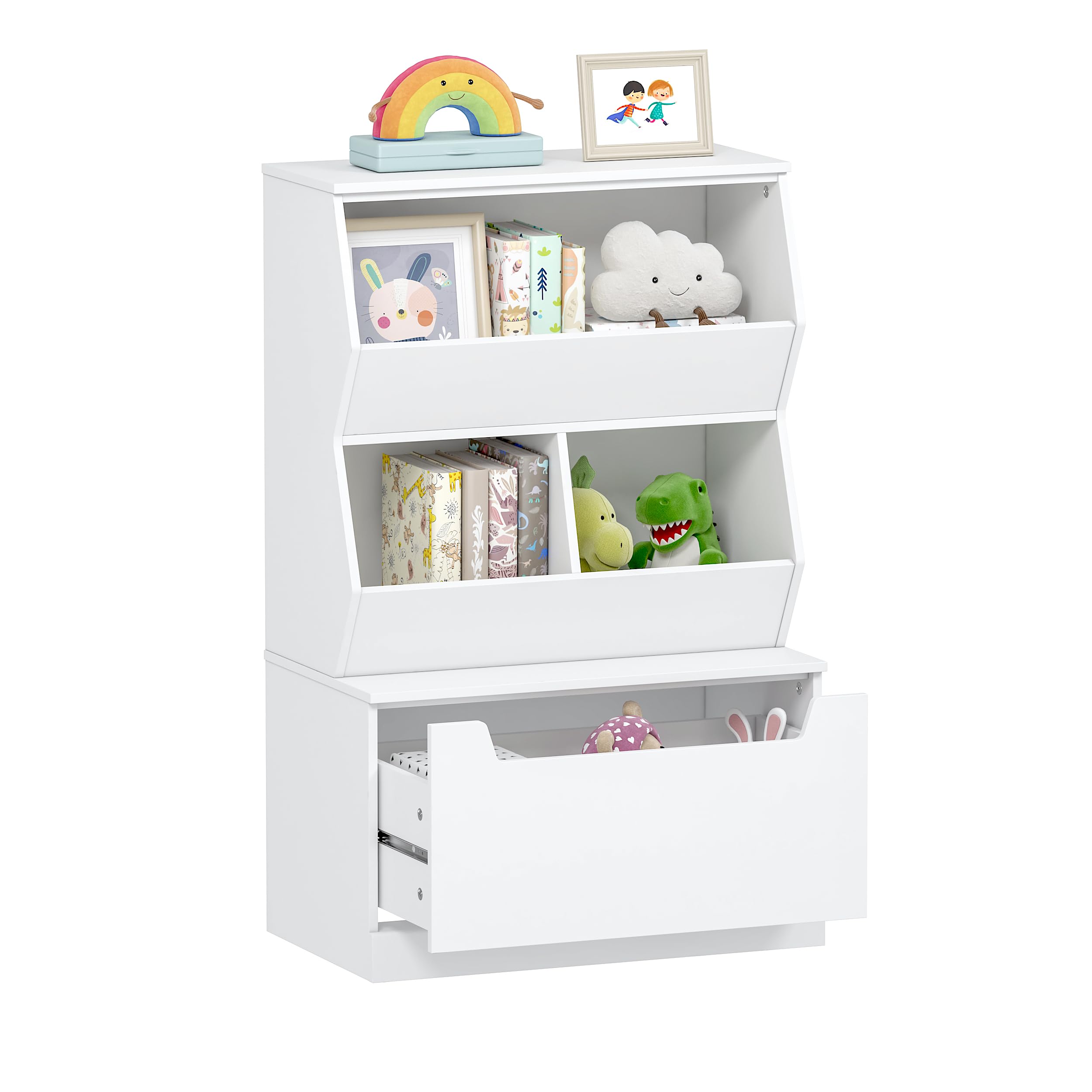 Kids Toy Storage Cabinet and Organizer with Drawers and Cubbies - Ideal for Playroom