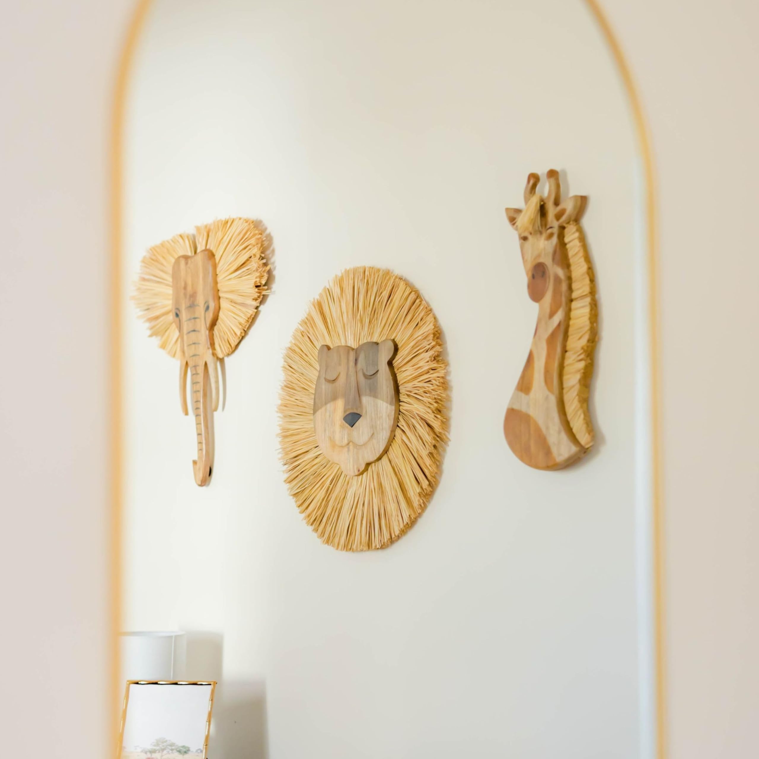 Handmade Wood Animal Safari Wall Art for Nursery Decor, Boho Jungle Theme
