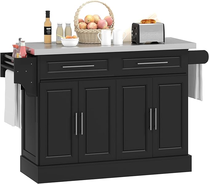 Rolling Kitchen Island Cart with Wheels, Portable Island Table for Kitchen
