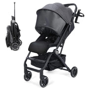 Baby Stroller, Compact Travel Stroller with Sleep Shade, Oversize Basket