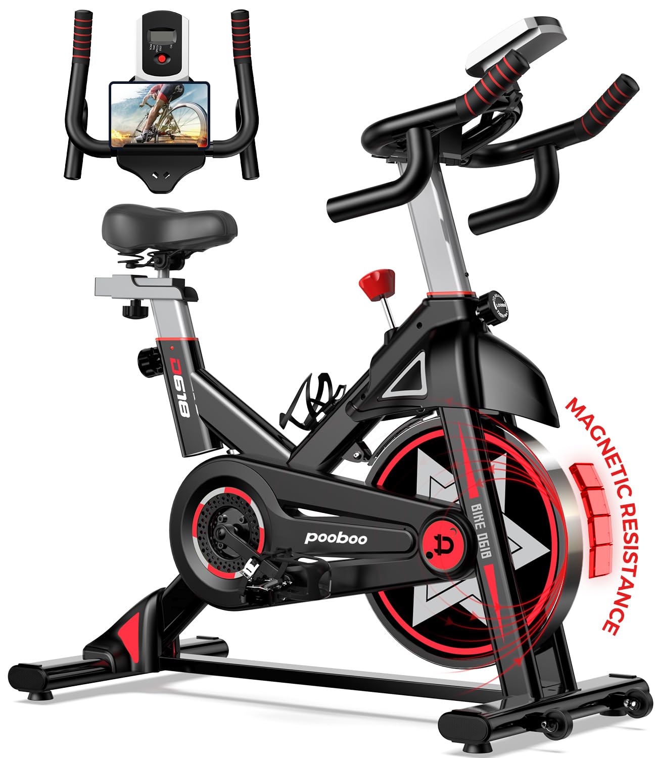 pooboo Stationary Bike for Home Gym, Magnetic Resistance Indoor Cycling Bike