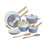 12-Piece Healthy Ceramic Titanium-Infused Cookware Set, Light Blue – Pots, Pans