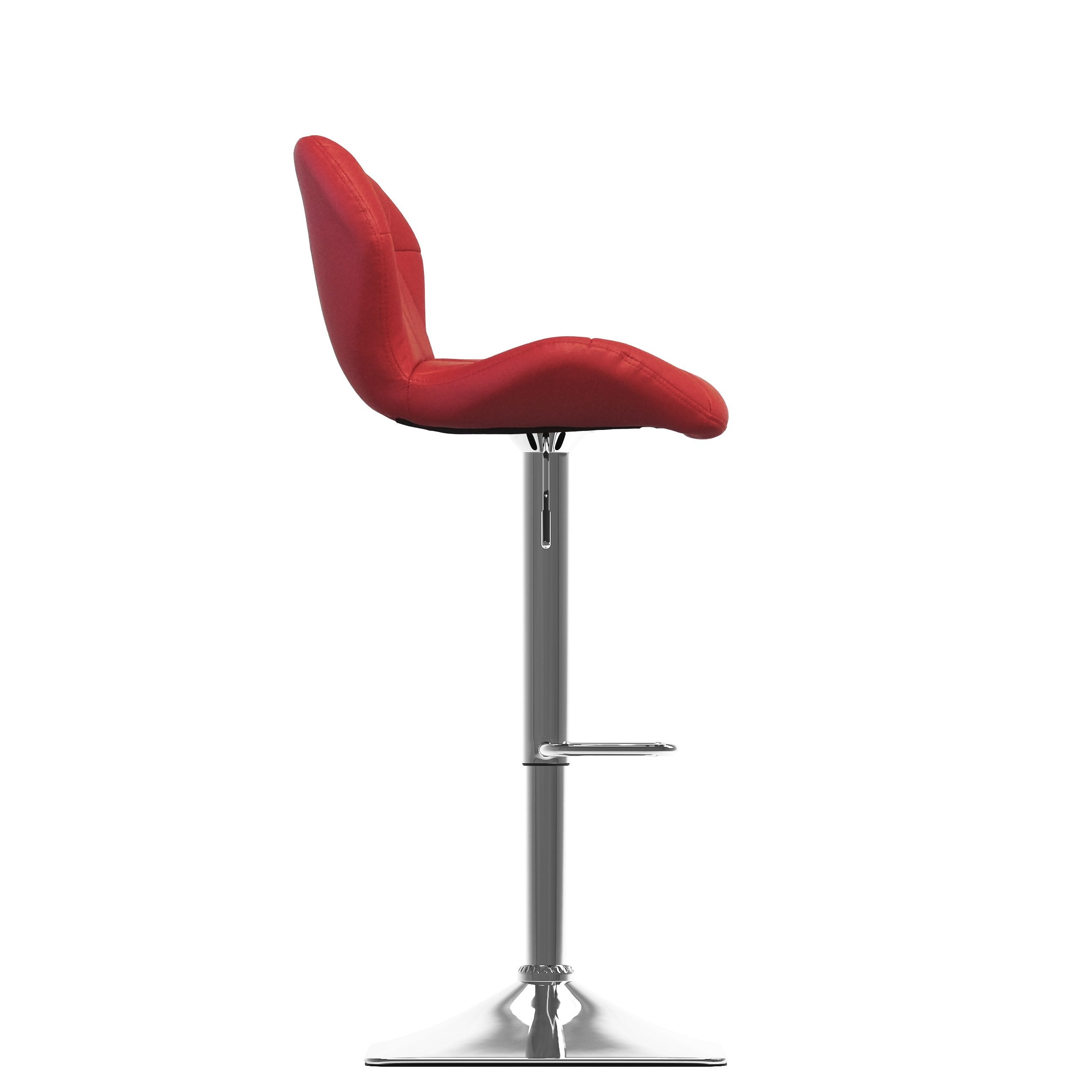 Adjustable Bar Stool in Red Bonded Leather , set of 2