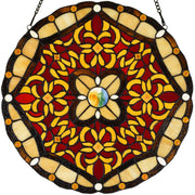 W10086 Baroque Tiffany Style Stained Glass Window Panel for Home Decoration