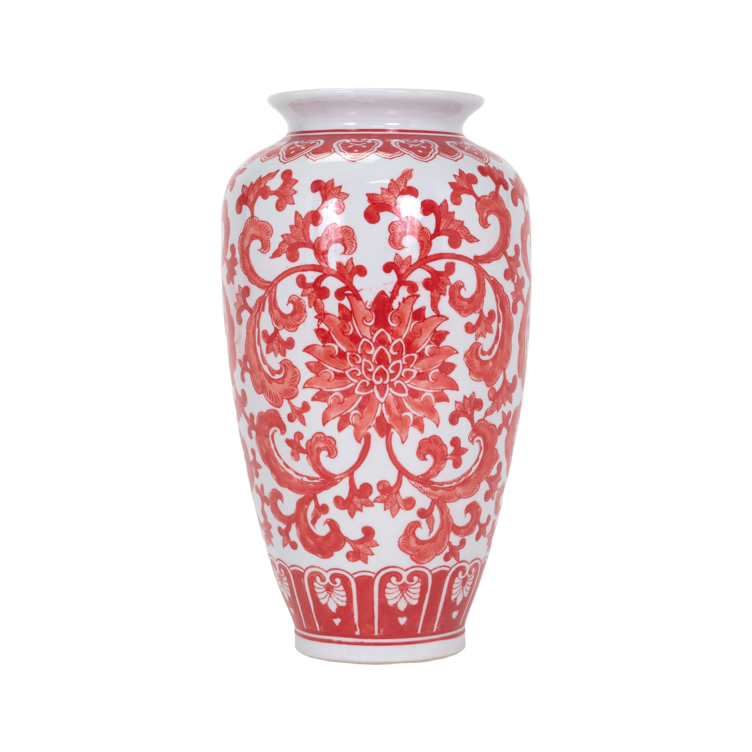 Luden Vase in Red and White, 8”D x 15” H