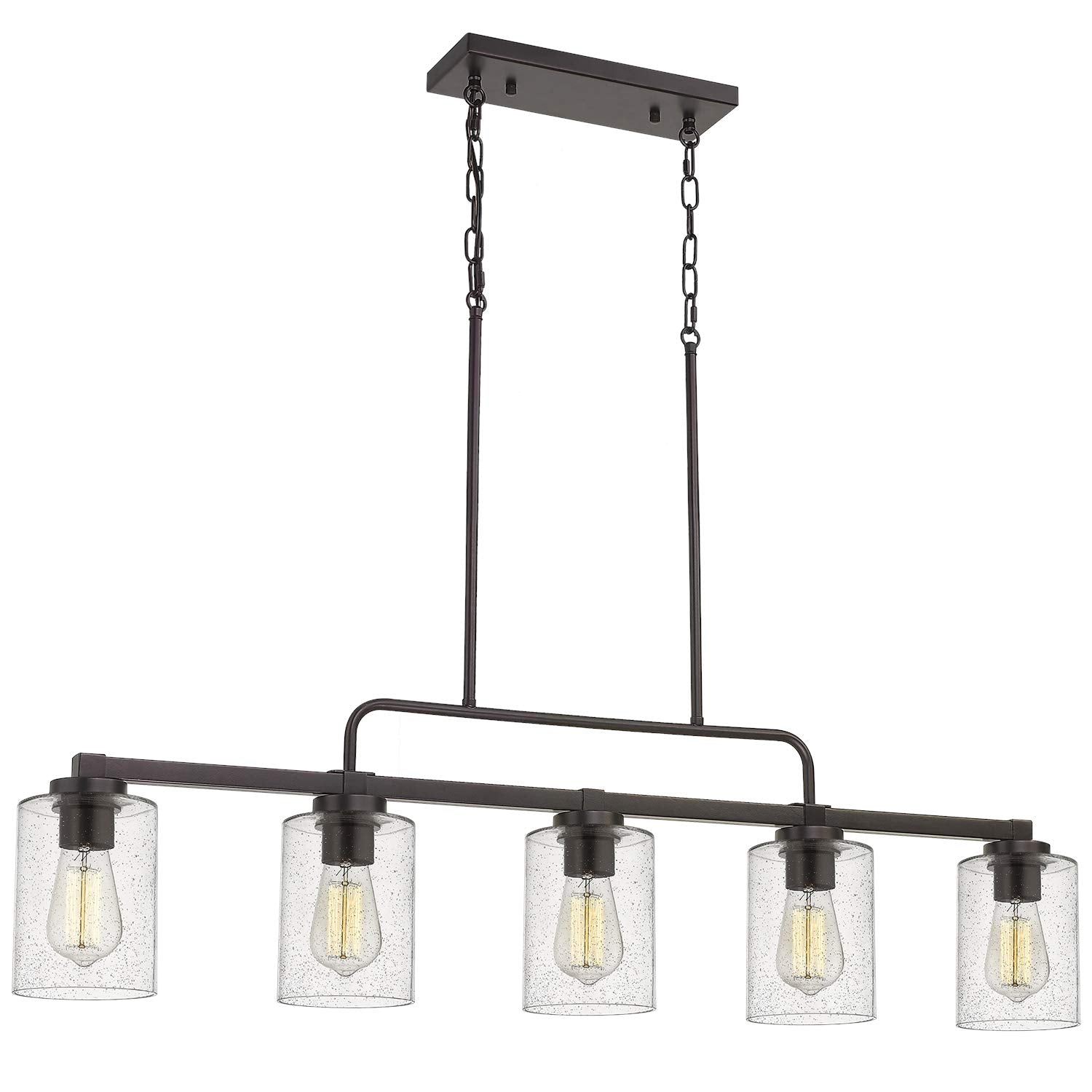 5-Light Kitchen Island Light, 42" Farmhouse Linear Lighting Chandelier