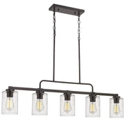 5-Light Kitchen Island Light, 42" Farmhouse Linear Lighting Chandelier