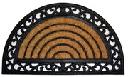 Half Round Rubber Back Coir Doormat, Scrolled Grill, 18-Inch by 30-Inch