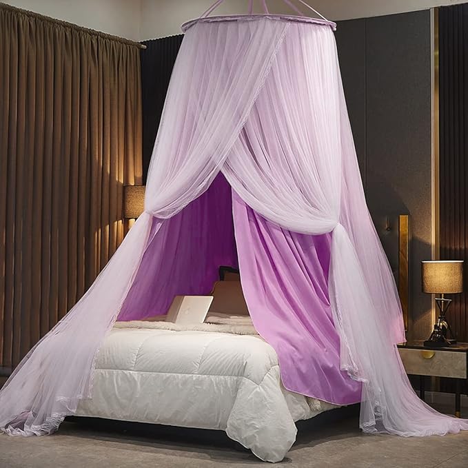 Luxurious Bed Canopy for Girls & Adults - Double Layer Princess Canopy with Lace