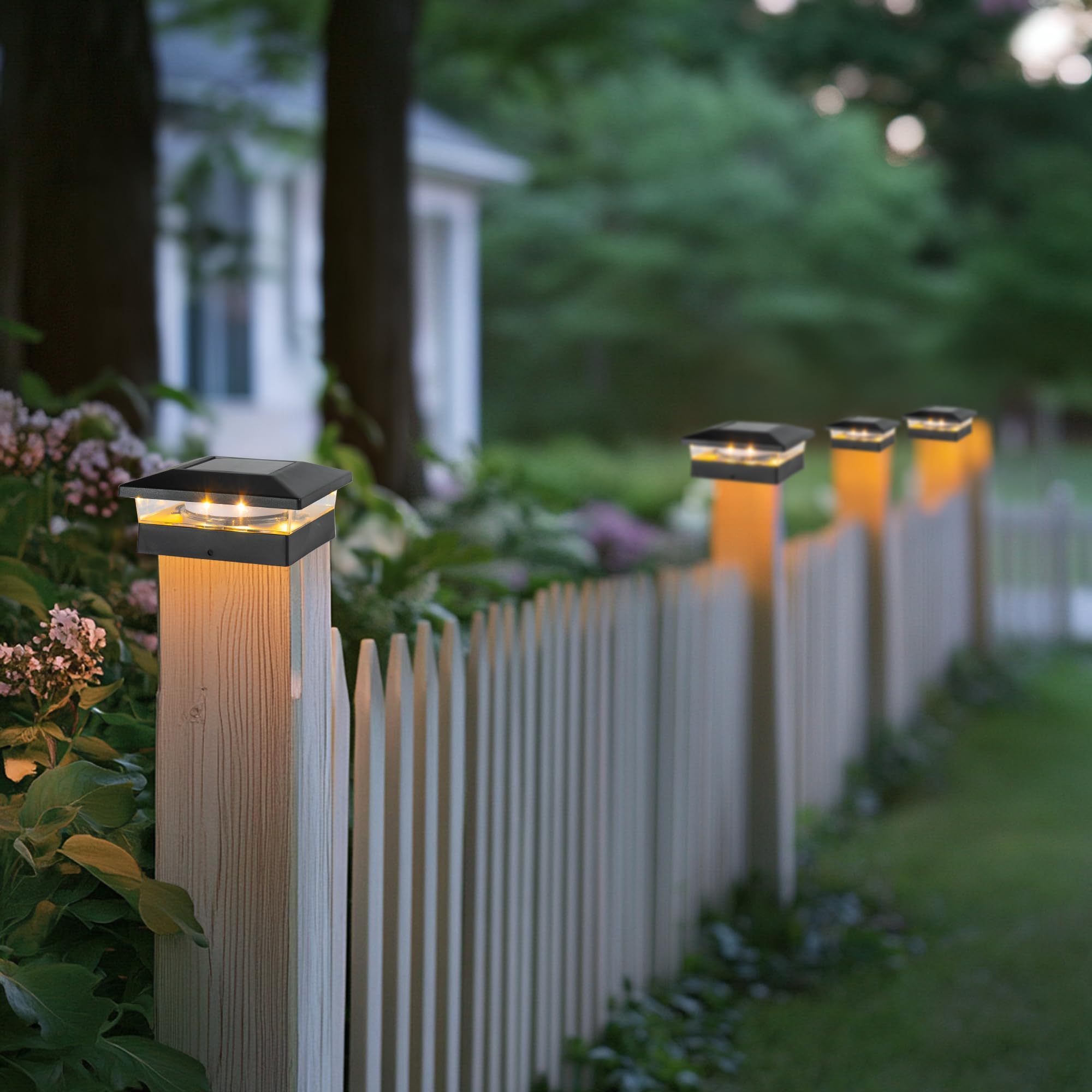 TW SHINE Solar Post Cap Lights Outdoor, 12 Pack Waterproof Solar Powered Deck Fence Post Lights, Warm White Post Light for Garden Patio Porch for 4x4, 5x5 or 6x6 Wooden Posts