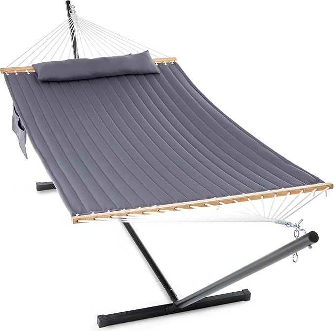 2 Person Hammock with Stand for Outside, 12ft Heavy Duty Steel Stand
