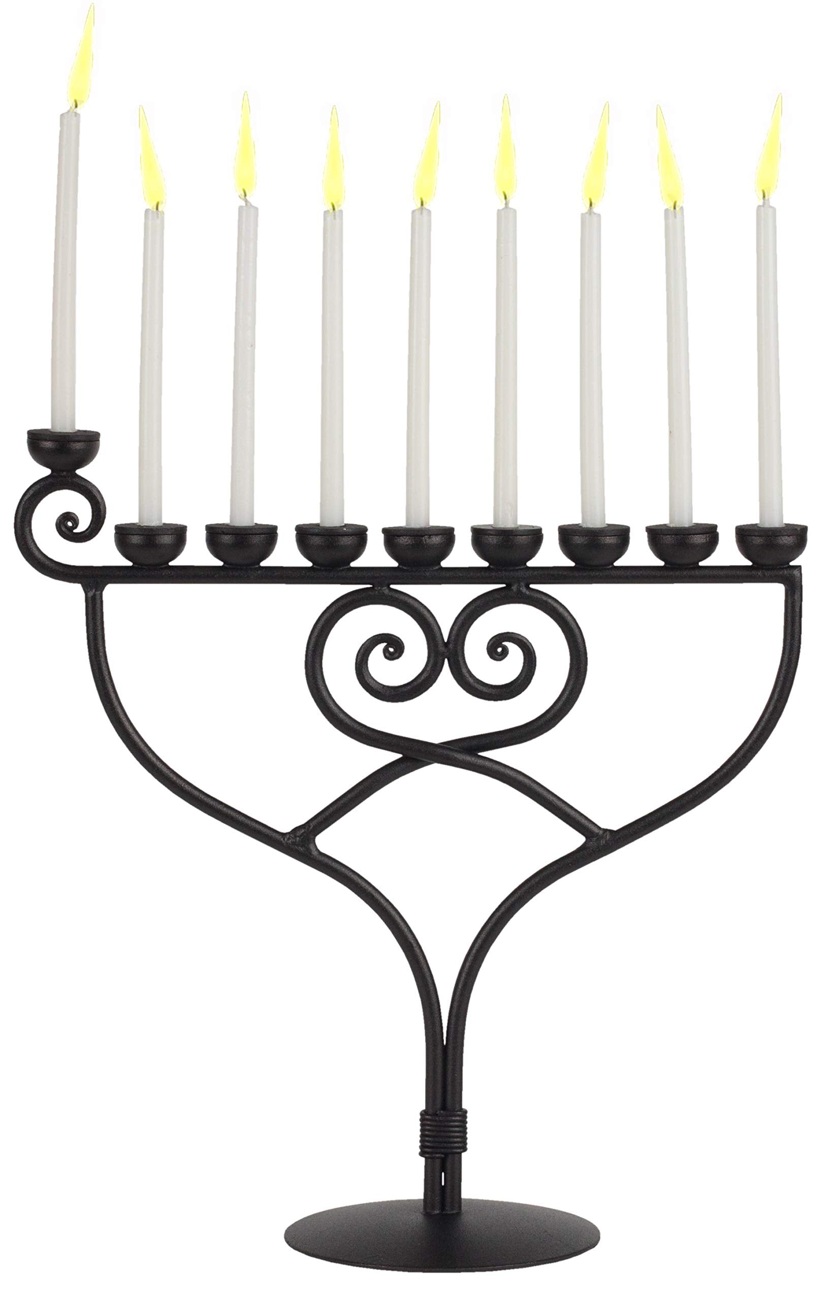 Judaica - Wrought Iron Hanukkah Menorah, Handmade, 9 Branches Israel Décor