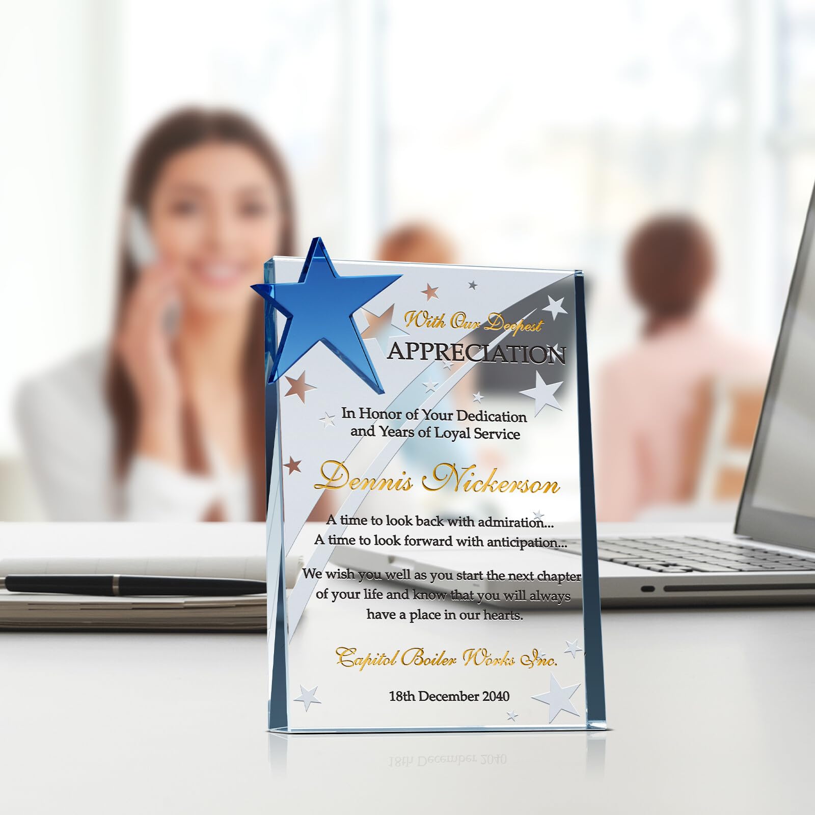 Co-Worker Departing Gift Plaque for Man and for Woman, Personalized with Recipient