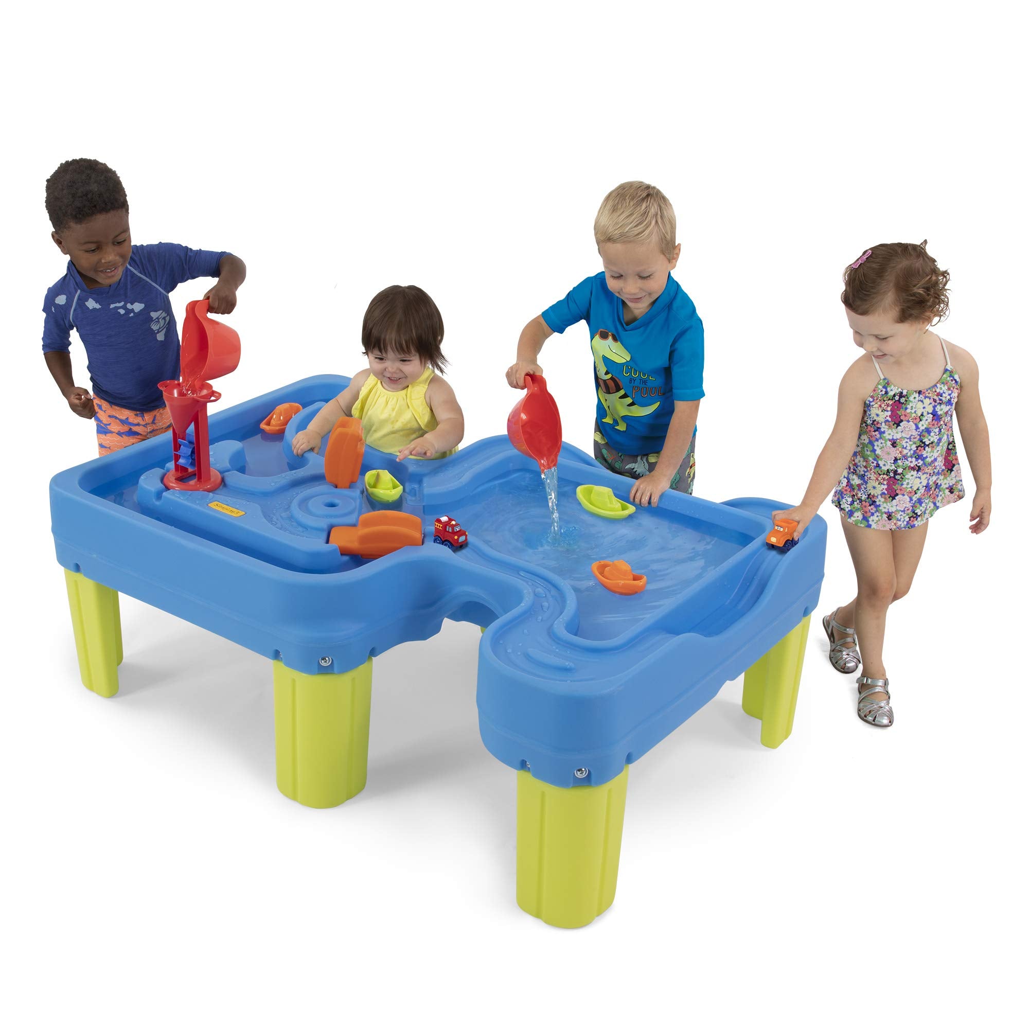 Big River and Roads Water Play Table, Outdoor Activity Table with Track Toys