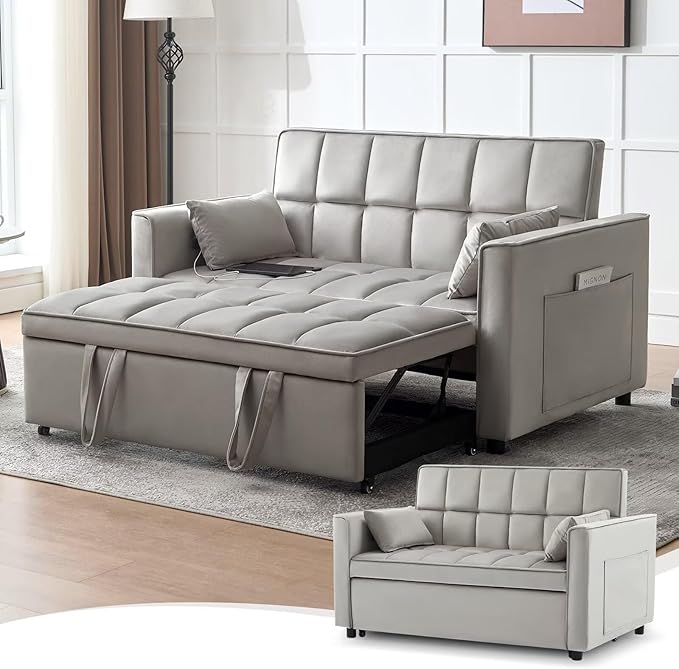 Modern 3 in 1 Convertible Sleeper Sofa Couch Bed