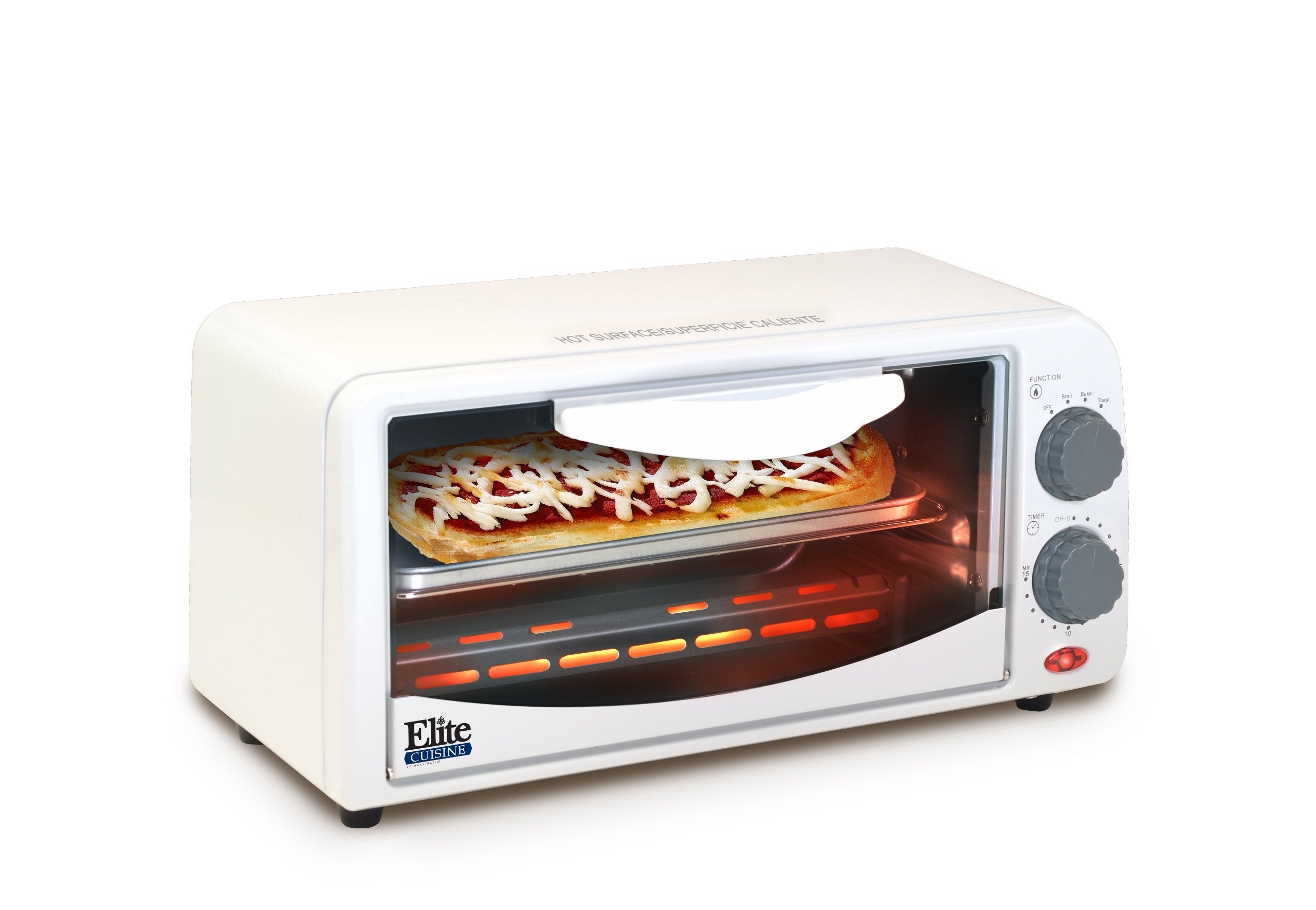 ETO-113 Elite Cuisine 2-Slice Toaster Oven with 15 Minute Timer, White