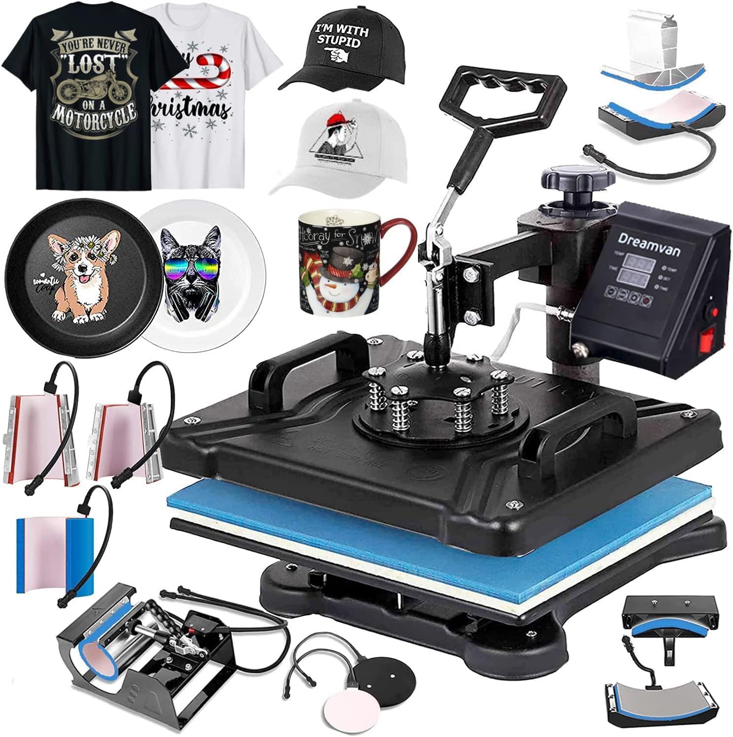 8 in 1 Heat Press Machine for t Shirts Professional Heat Transfer Machine12" X 15"Swing