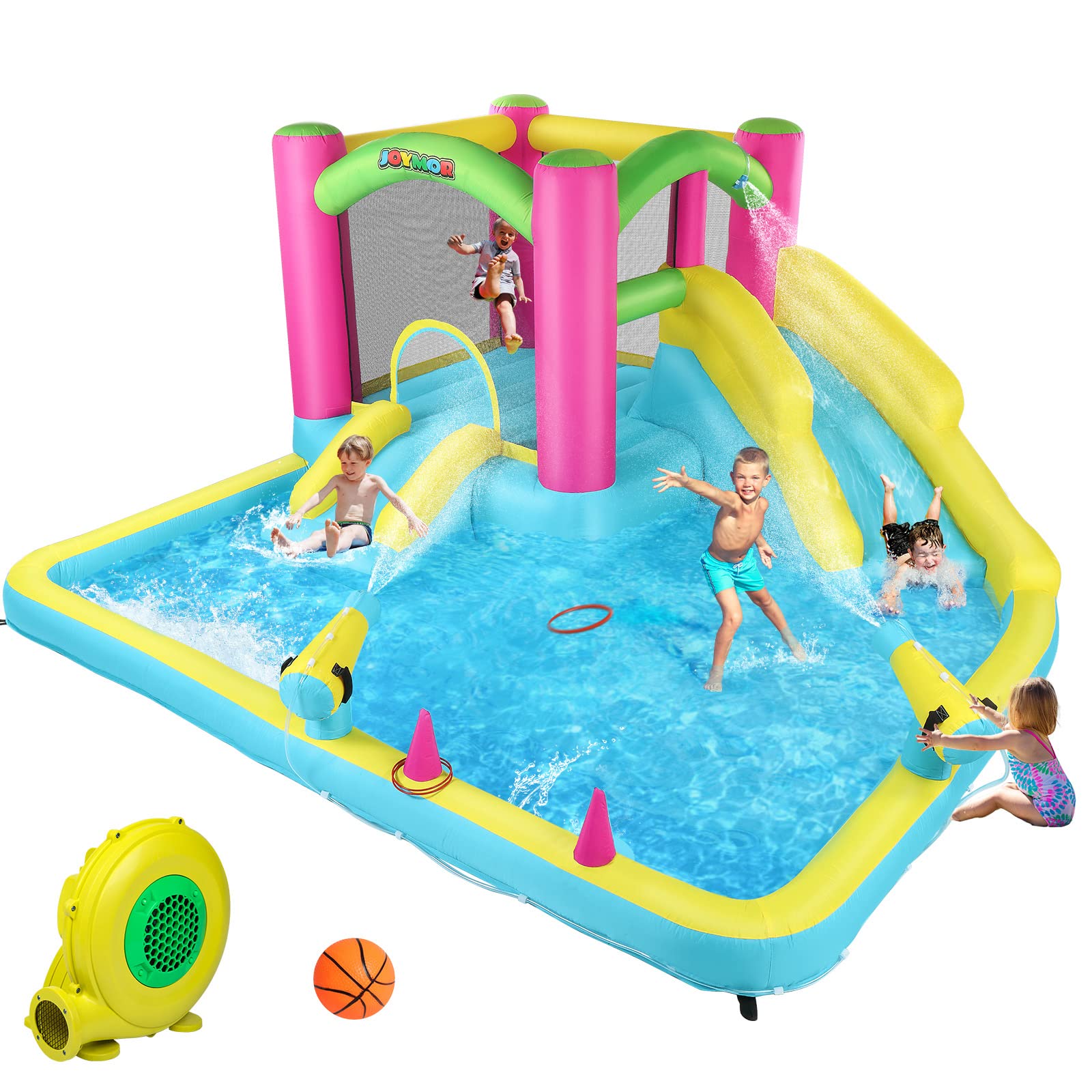 Inflatable Bounce House with Double Water Slide for Kids Toddler Age 3-10