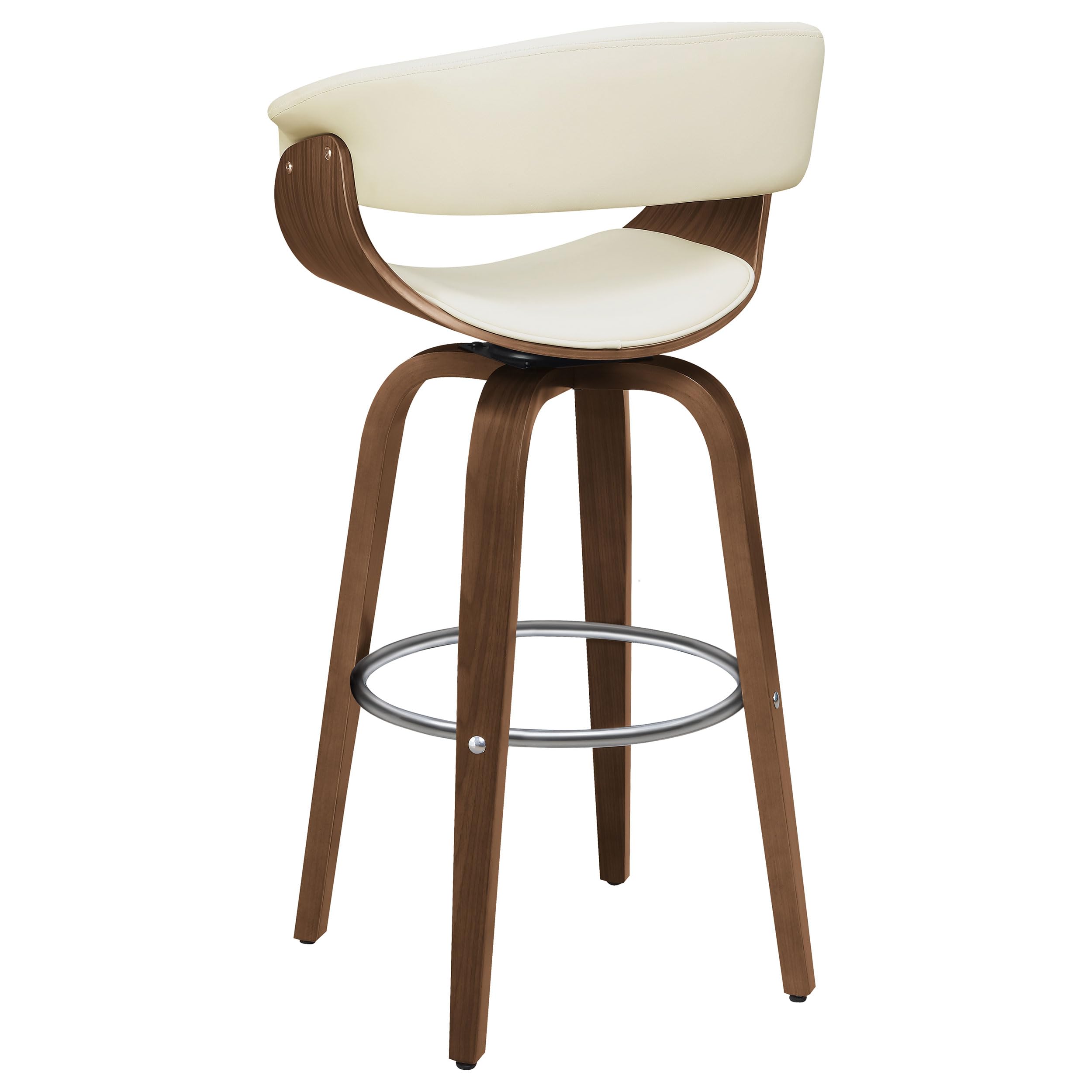 Zion - Wood & Fabric - Upholstered Swivel Bar Stool with Sturdy Seat Back