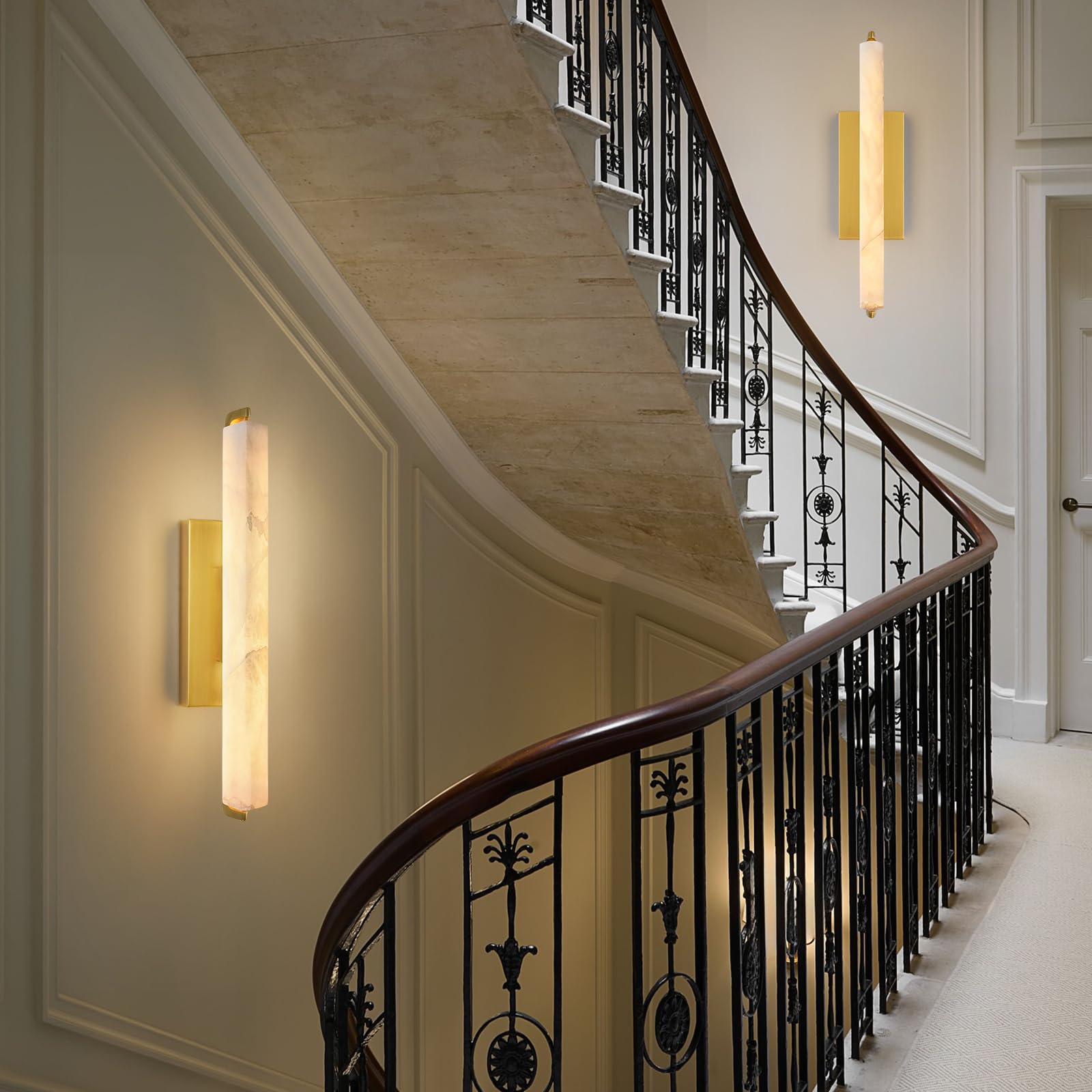 Alabaster Wall Sconce, 19" Natural Marble Wall Sconce