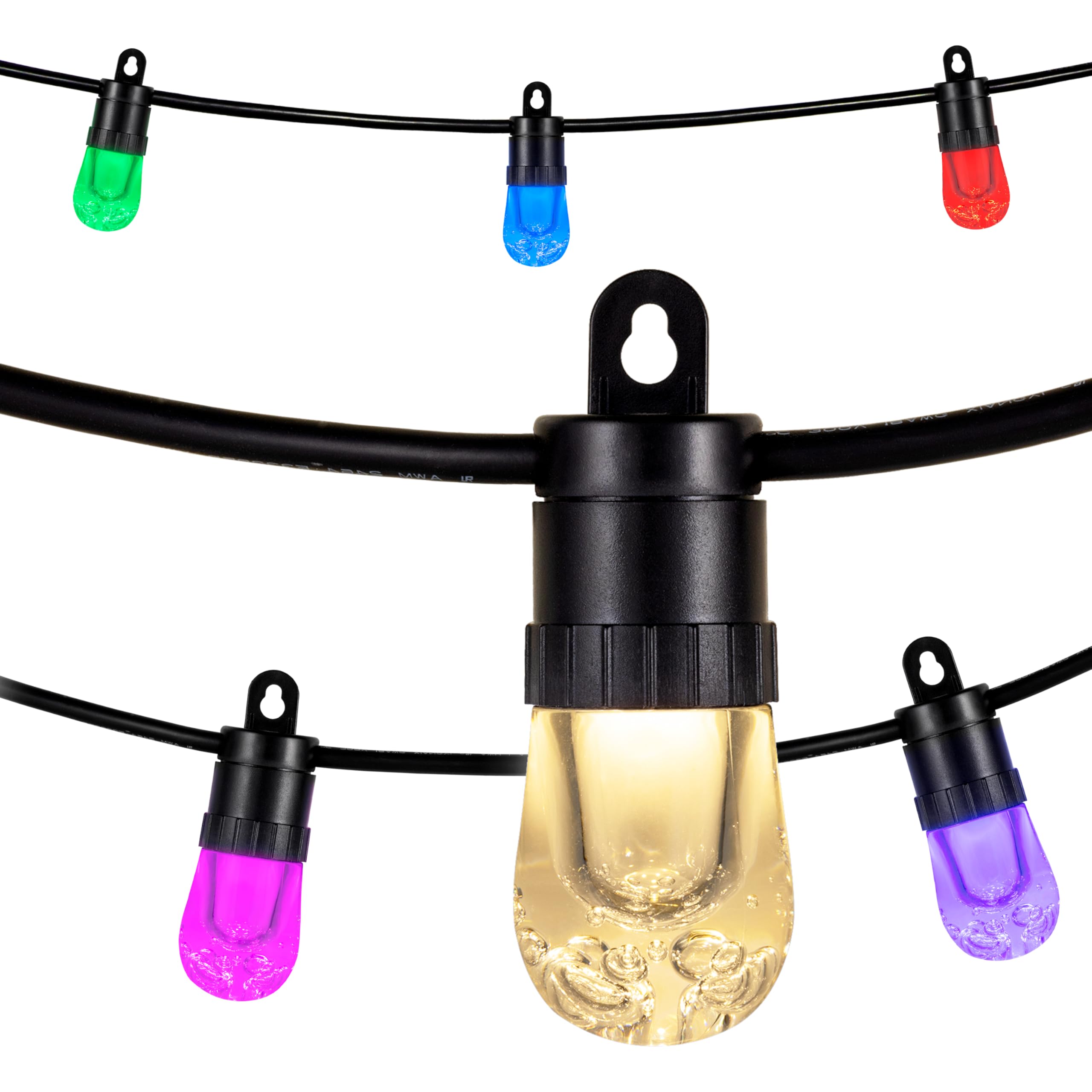 Vibe Smart Color Changing String Lights, 24ft Black Cord, 12 Shatterproof Acrylic Bulbs